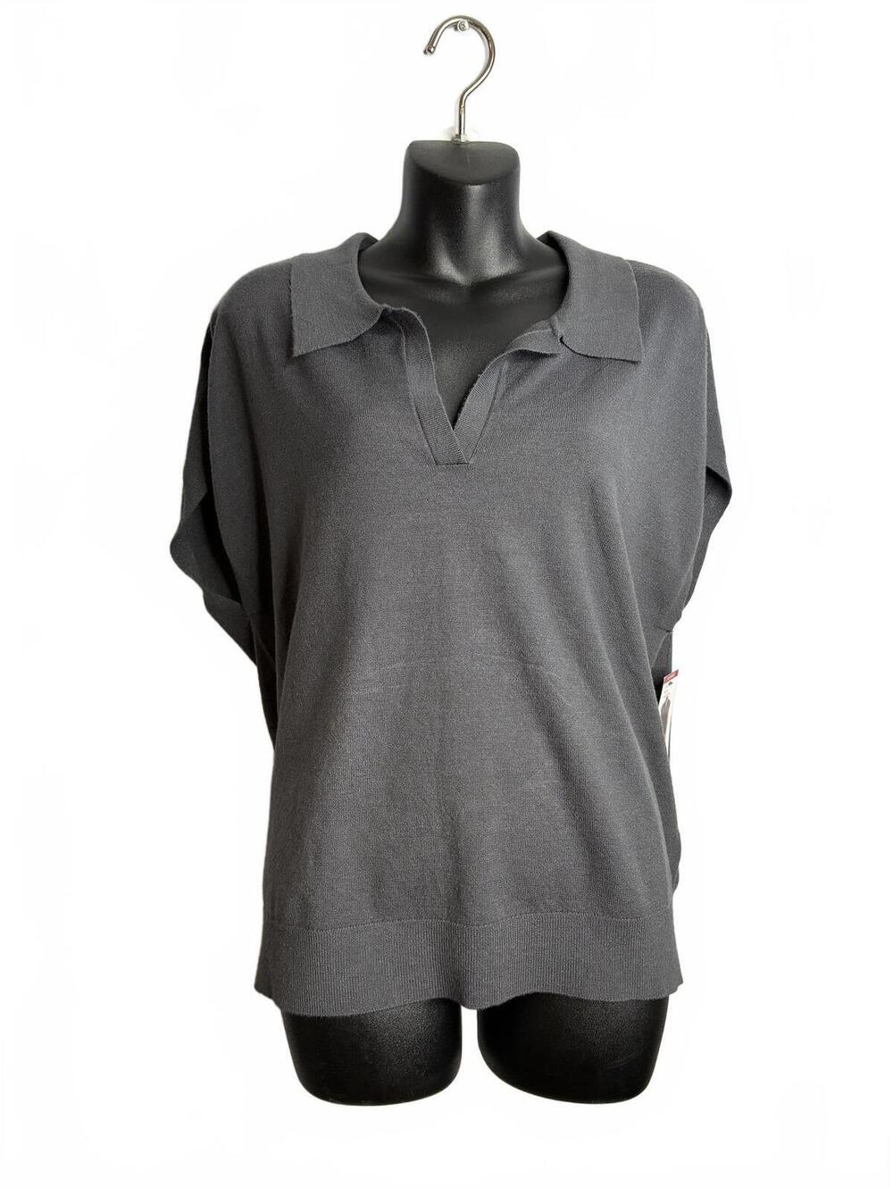 DKNY Sleeveless Collared Sweater Pullover in Gray, Size XL NEW Soft